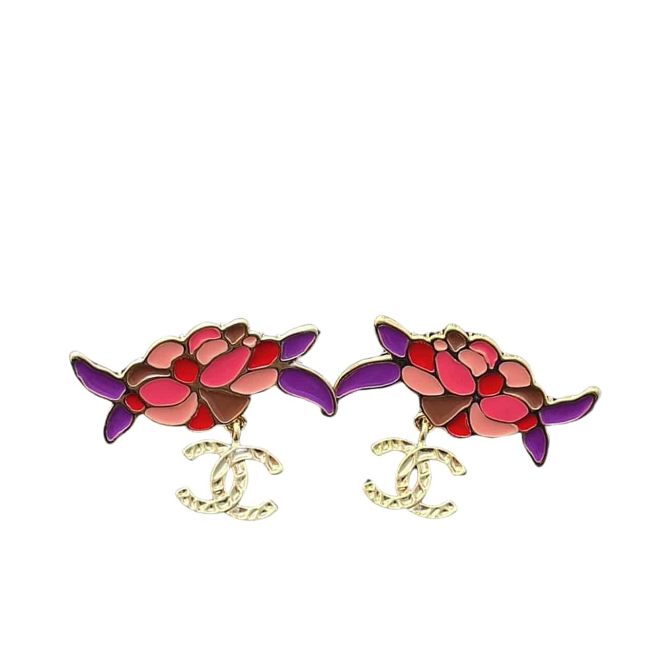 Ch**el Pendant Earrings Gold And Multicolour Abf933 B21129 U2138
