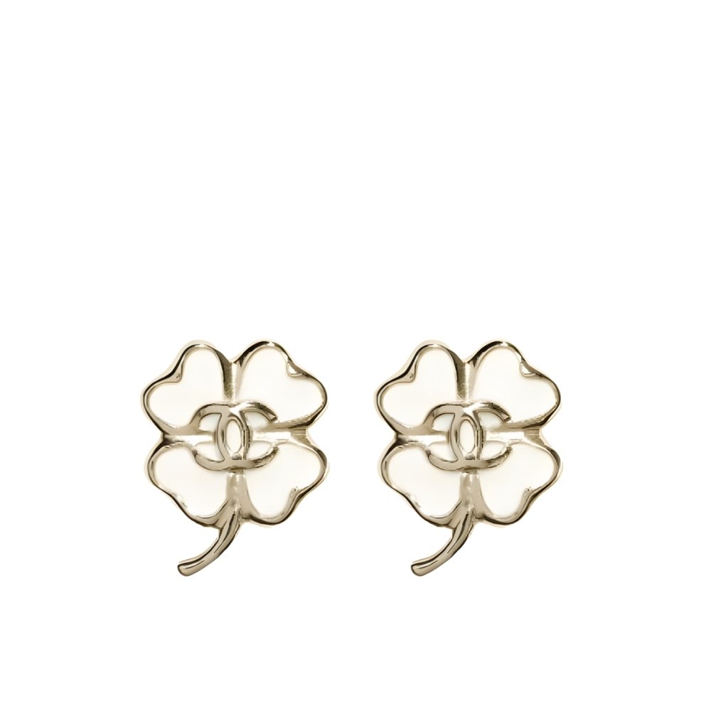 Ch**el Stud Earrings In Gold Metal With Resin Hardware Abf317 B19851 Nafgv
