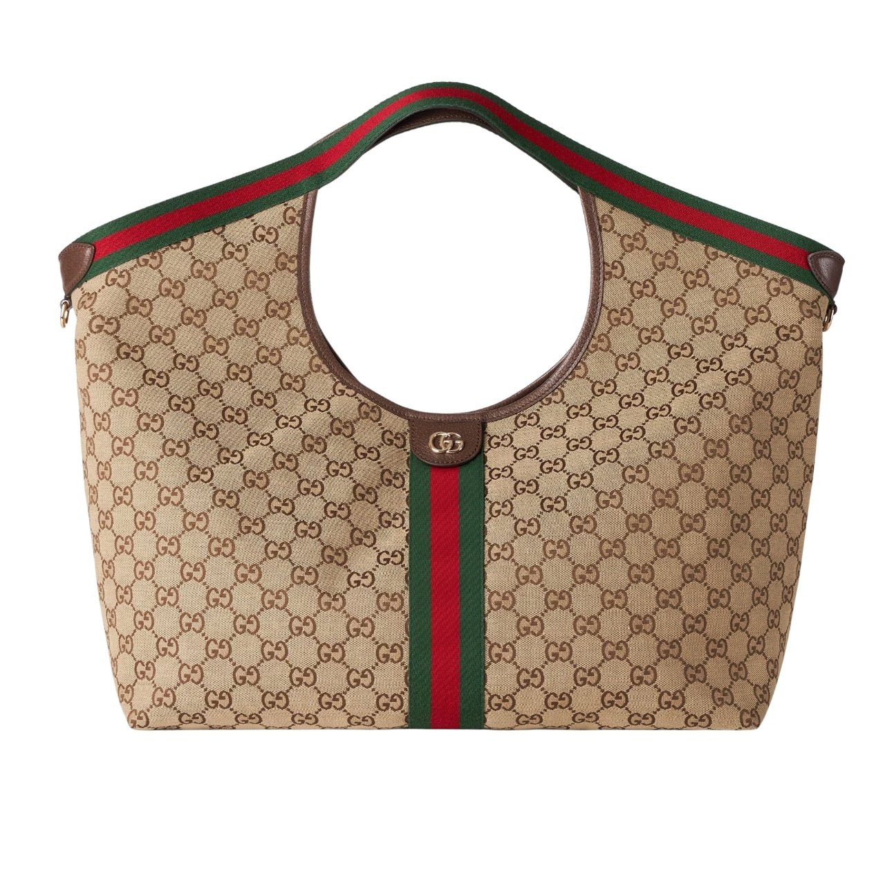 Gvc*1 Giglio Large Tote Bag Beige And Dark Brown Gg Canvas 60Cm 853971 Faffp 2547