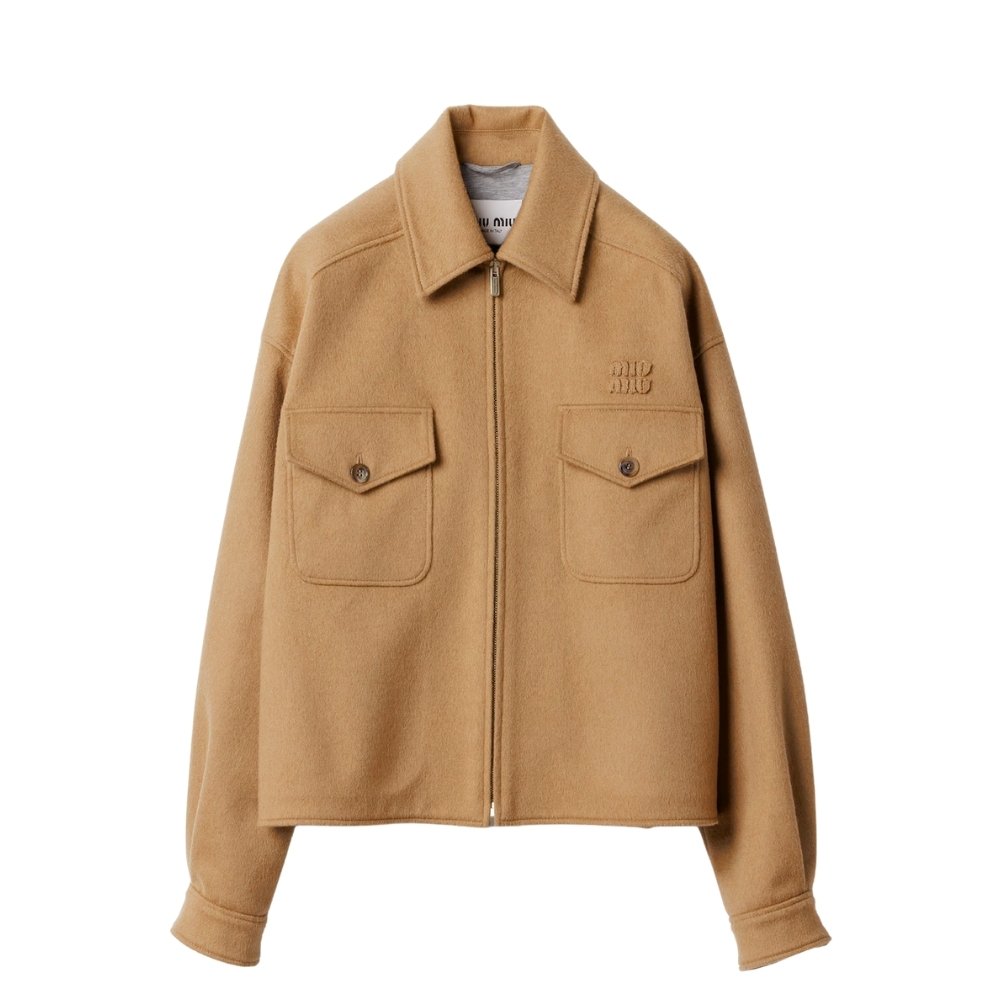 Miu Miu Bonded Camel Hair Blouson Jacket Camel Brown Ml1331 175T F0040 S Ooo