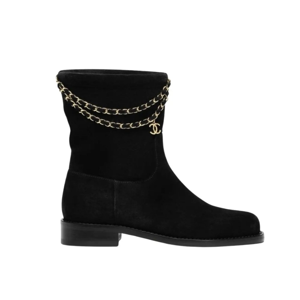 Ch**el Suede Ankle Boots Black