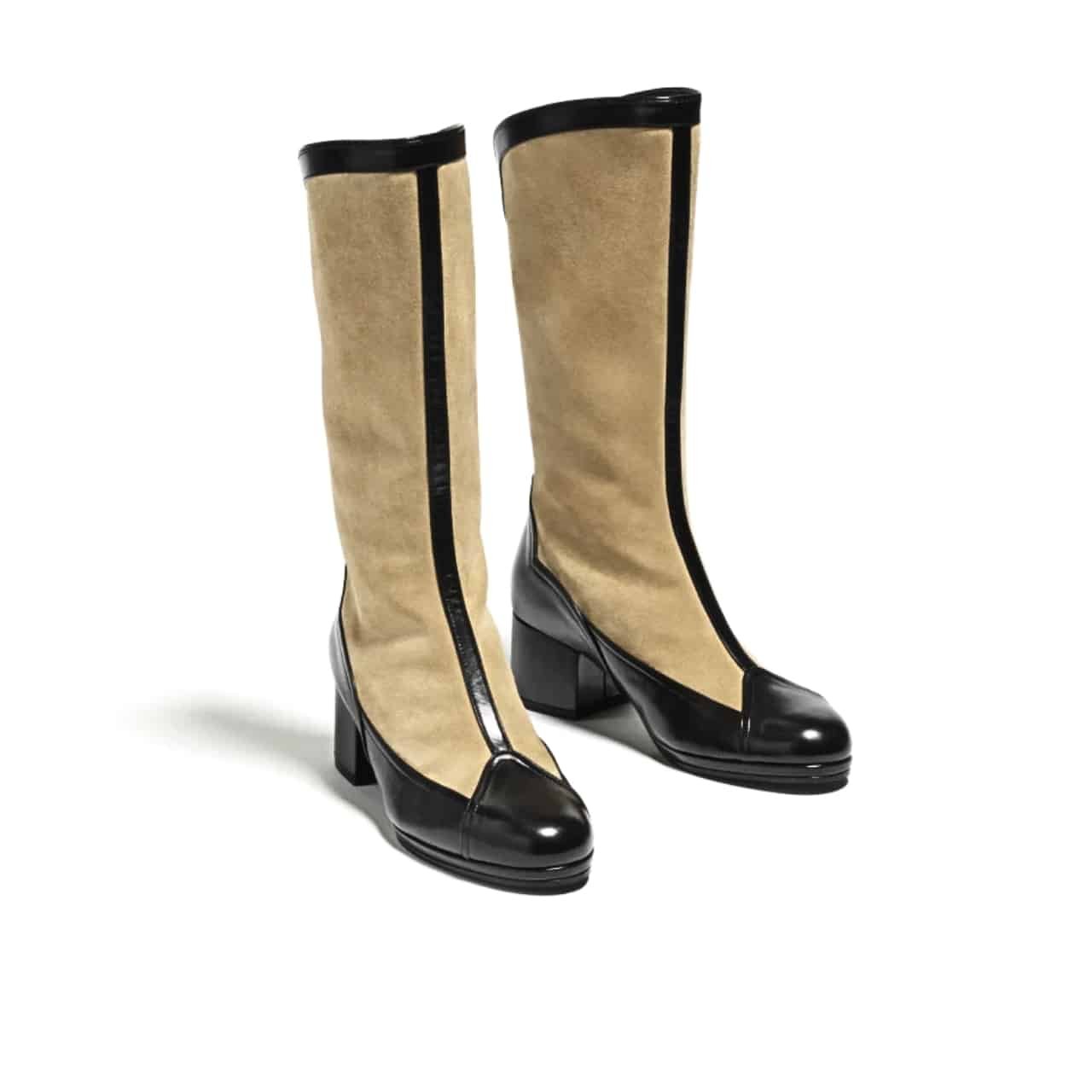 Ch**el Métiers Dart High Boots Beige And Black G46591 B21103 U2030