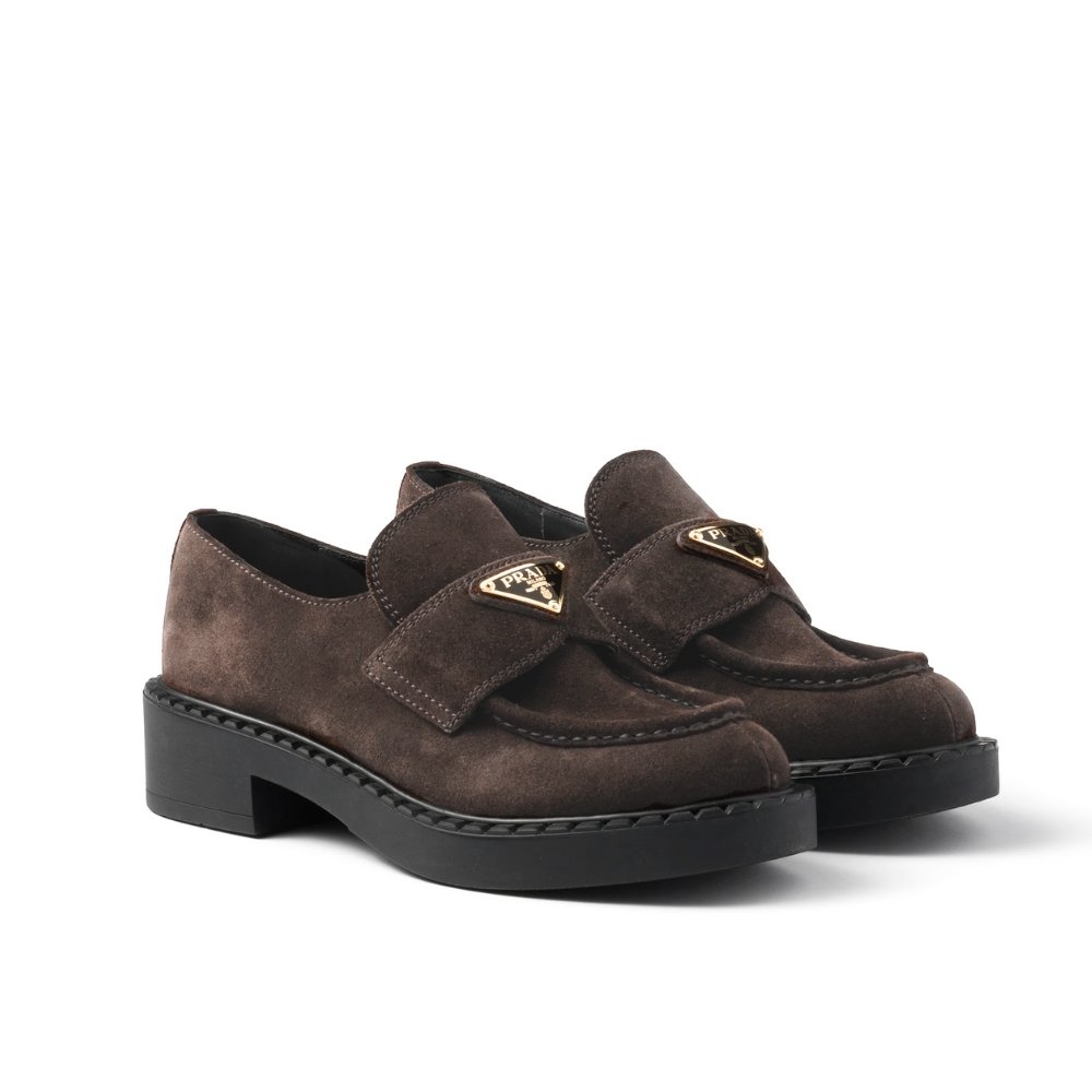Pra*a Chocolate Suede Loafers Dark Brown 1D246M Mg0 F0003 F G050