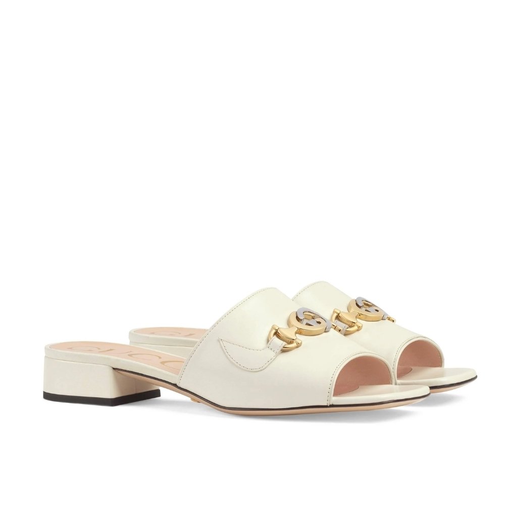 Gvc*1 Zumi Leather Slide Sandal White 60241 C9D00 1000