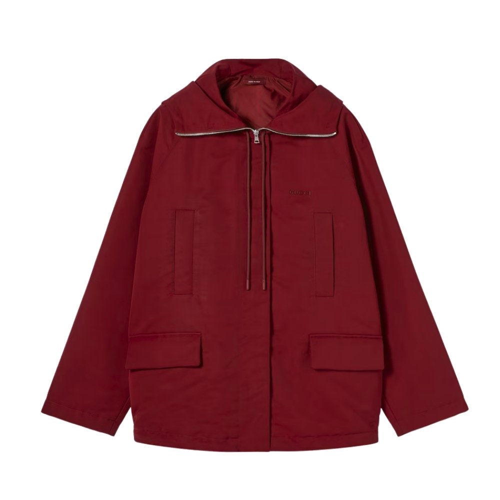 Gvc*1 Hooded Fabric Jacket With Logo Rosso Ancora Red 823752 Zar16 6052