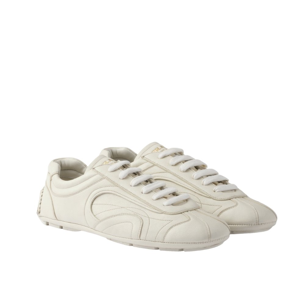 Pra*a Montecarlo Re Edition 2005 Antiqued Nappa Leather Sneakers Chalk White 4E1165 EFX F0K74 F G000