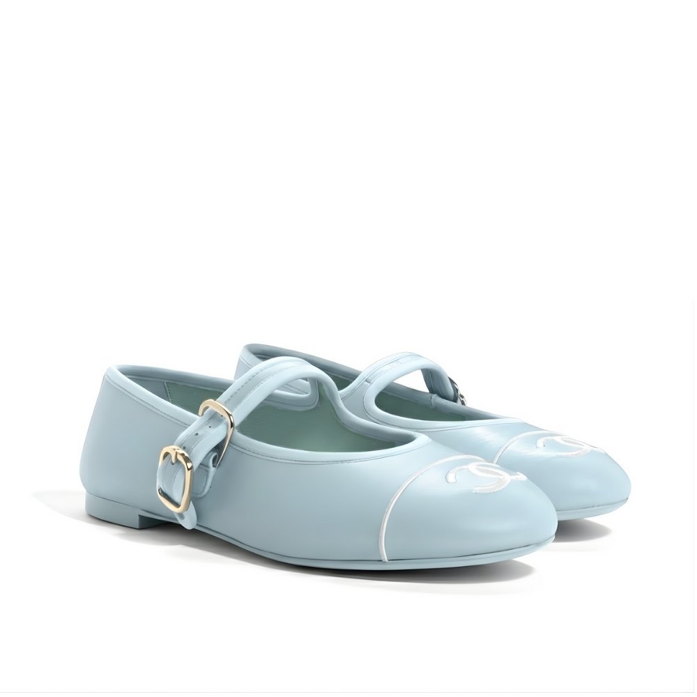 Ch**el Mary Jane Ballet Flat Light Blue