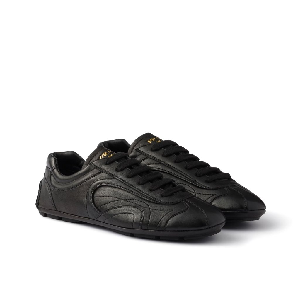 Pra*a Montecarlo Re Edition 2005 Antiqued Nappa Leather Sneakers Black 4E1165 EFX F0002 F G000