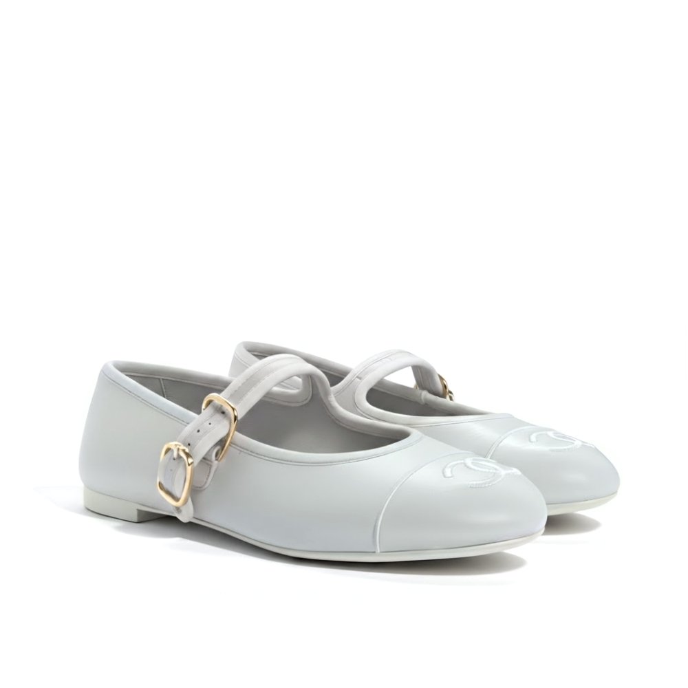 Ch**el Mary Jane Ballet Flat Pure Light Blue