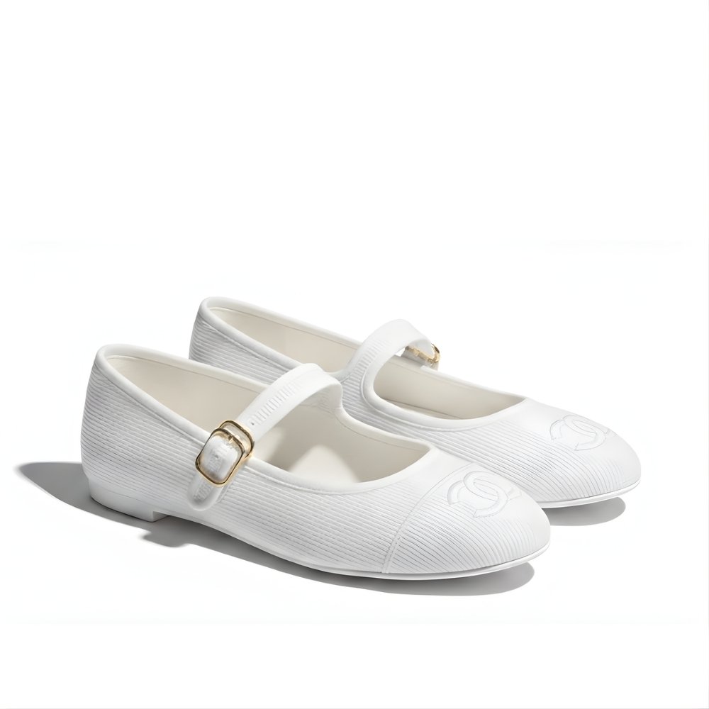 Ch**el Mary Jane Ballet Flat White G45503 B16406 NX269