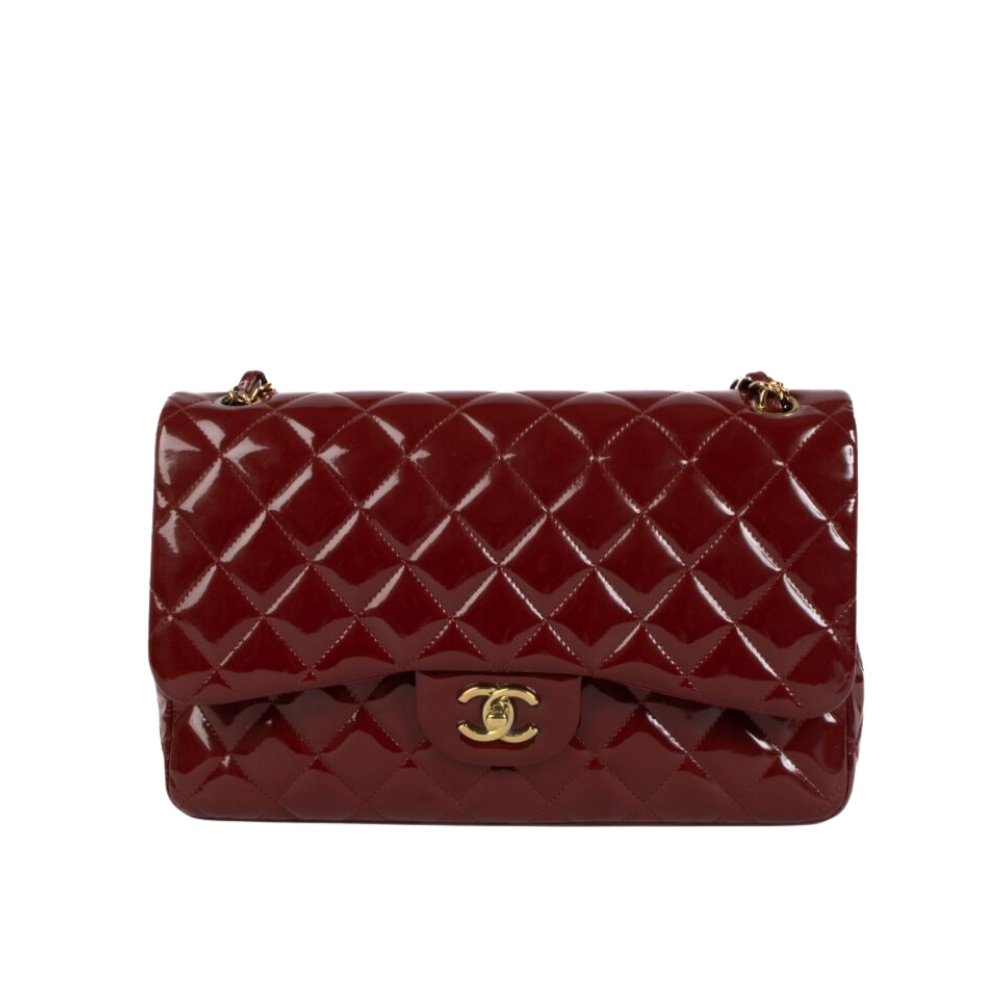 Ch**el Medium Classic Double Flap Bag Burgundy 25Cm