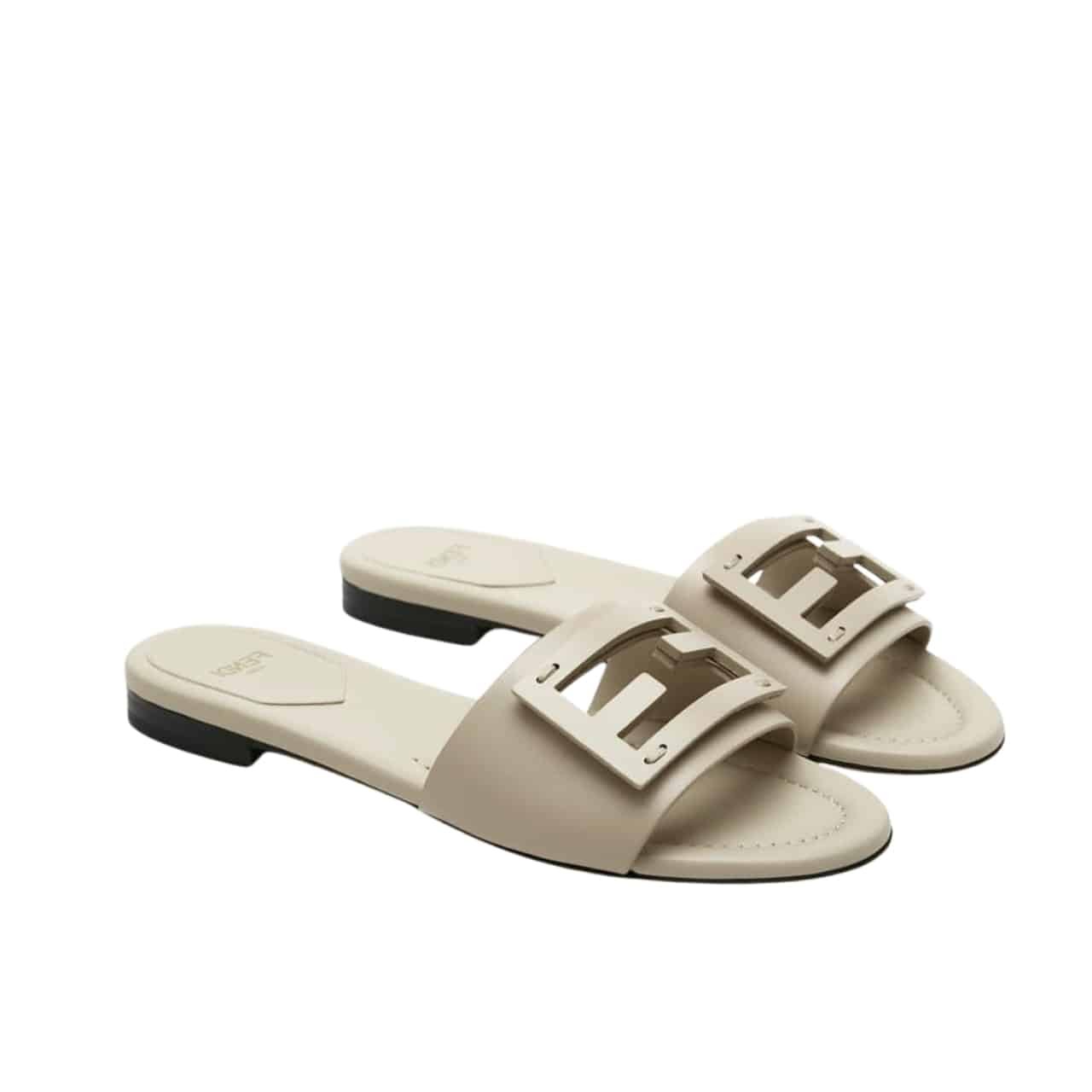 F**di Flat Skin Top Sandals Beige