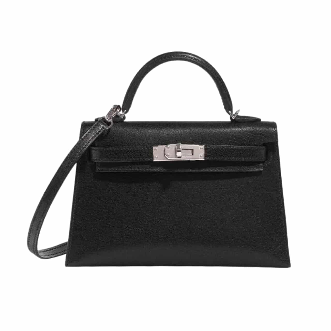 H**me5 Mini Kelly Bag Silver Hardware Black 20Cm