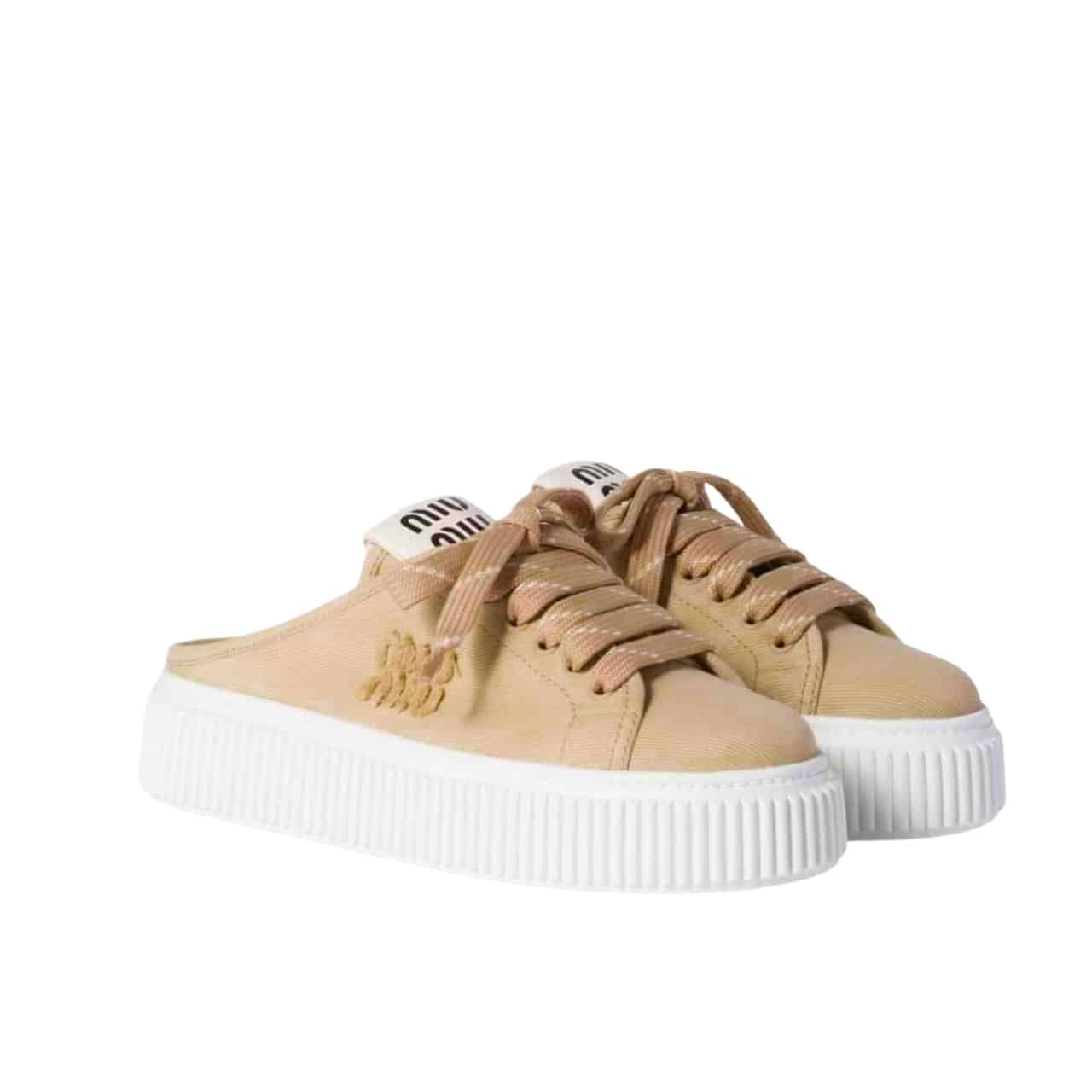 M1um1u Denim Sneaker Mules Colonial Beige 5E390E 3Ars F0044 F 005