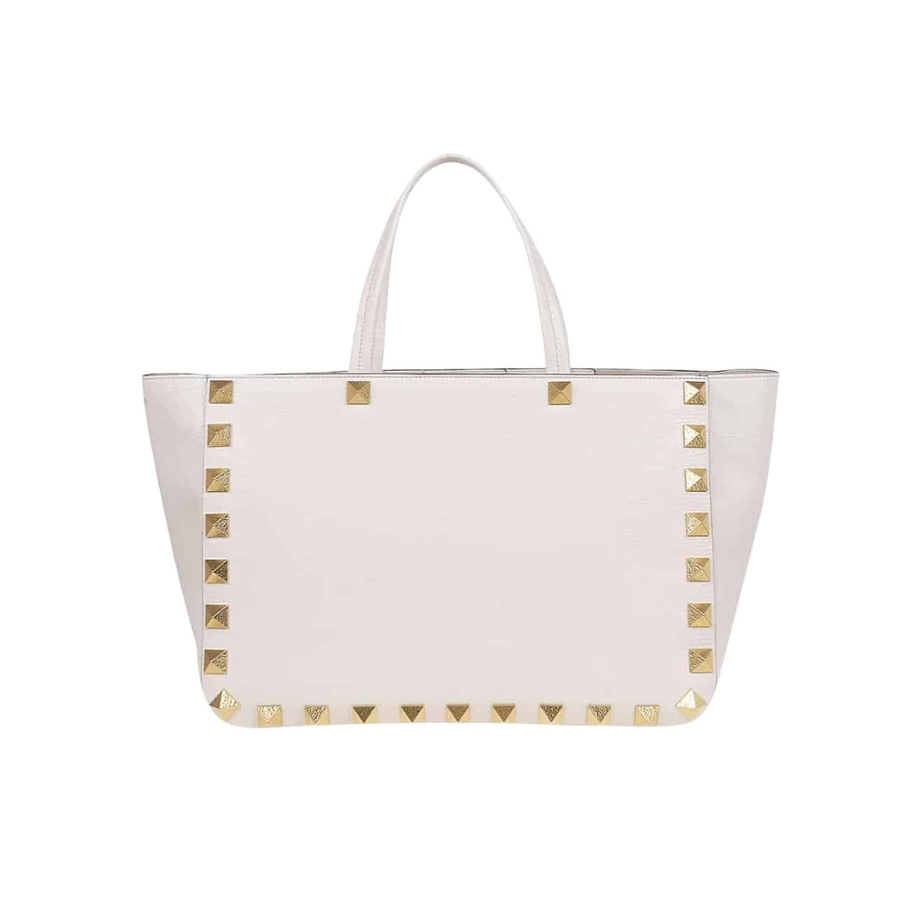 Va1e*ntin0 Garavani Rockstud Tote Bag White 40Cm