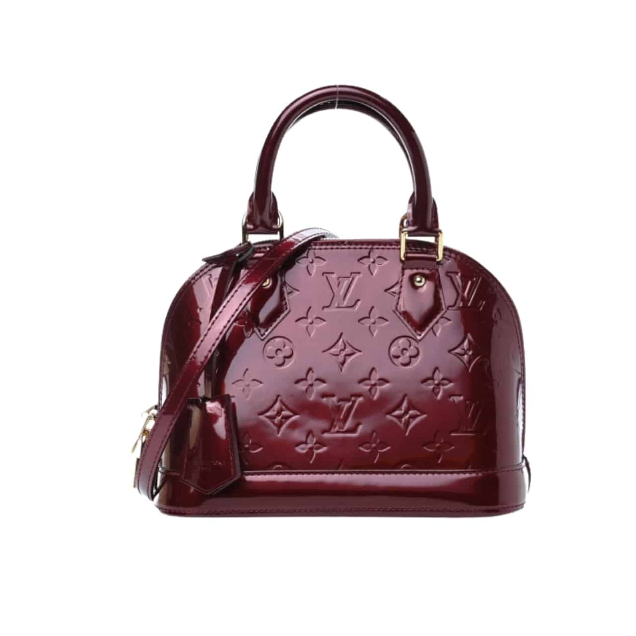 L0vis Vvtt0n Alma BB Monogram Vernis Leather Dark Red 23Cm