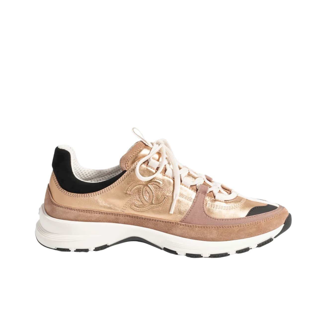 Ch**el Sneaker Gold Beige And Black G46609 B21320 U2406