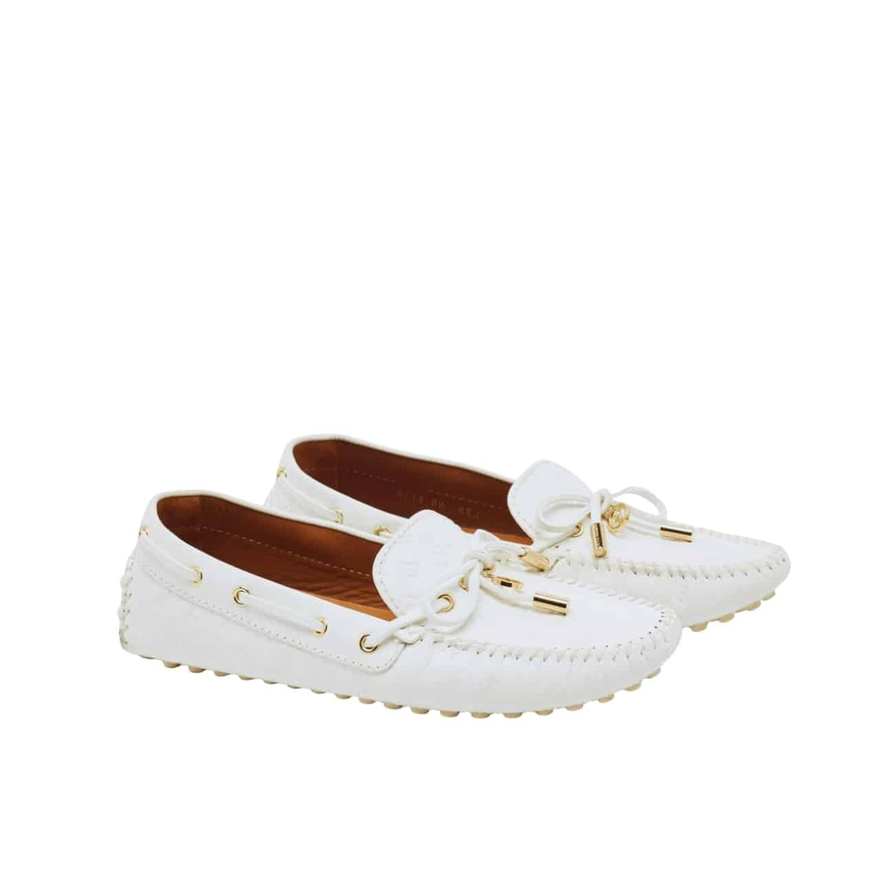 L0vis Vvtt0n White Monogram Empreinte Leather Gloria Loafers