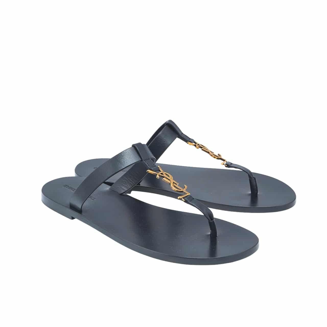Sa1nt Lau*nt Cassandre Thong Flats Black
