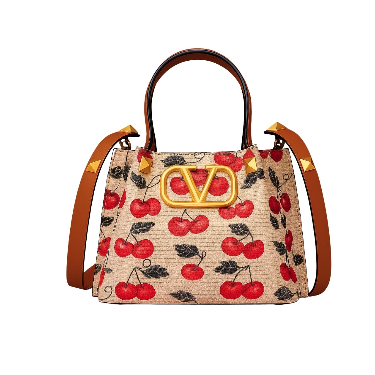 Va1e*ntin0 Garavani Vlogo Signature Cherryfic Motif Bag Beige 26Cm