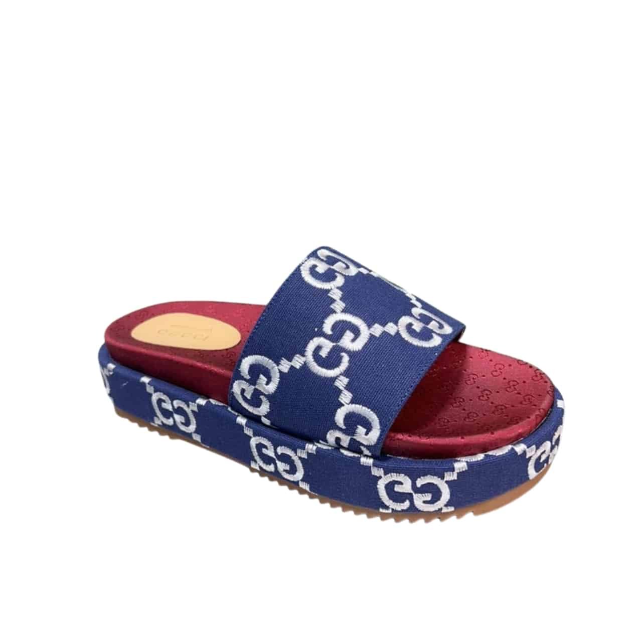 Gvc*1 Women’S With Gg Pattern Slide Sandal Dark Blue