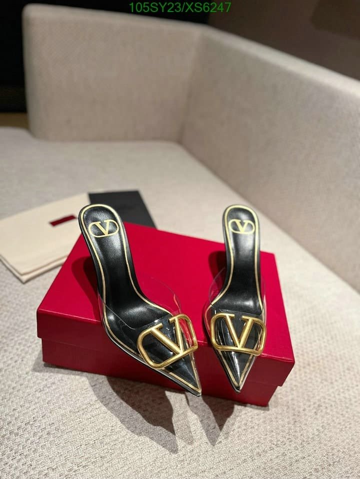 Va1e*ntin0 Vlogo 80 Vinyl Leather Mule In Black