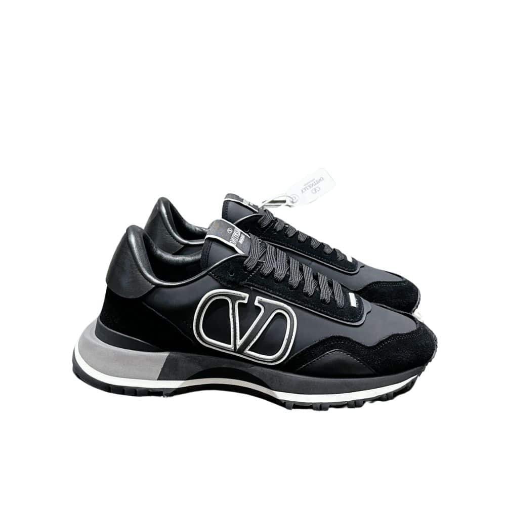 Va1e*ntin0 Lace And Mesh Lacerunner Trainer Black
