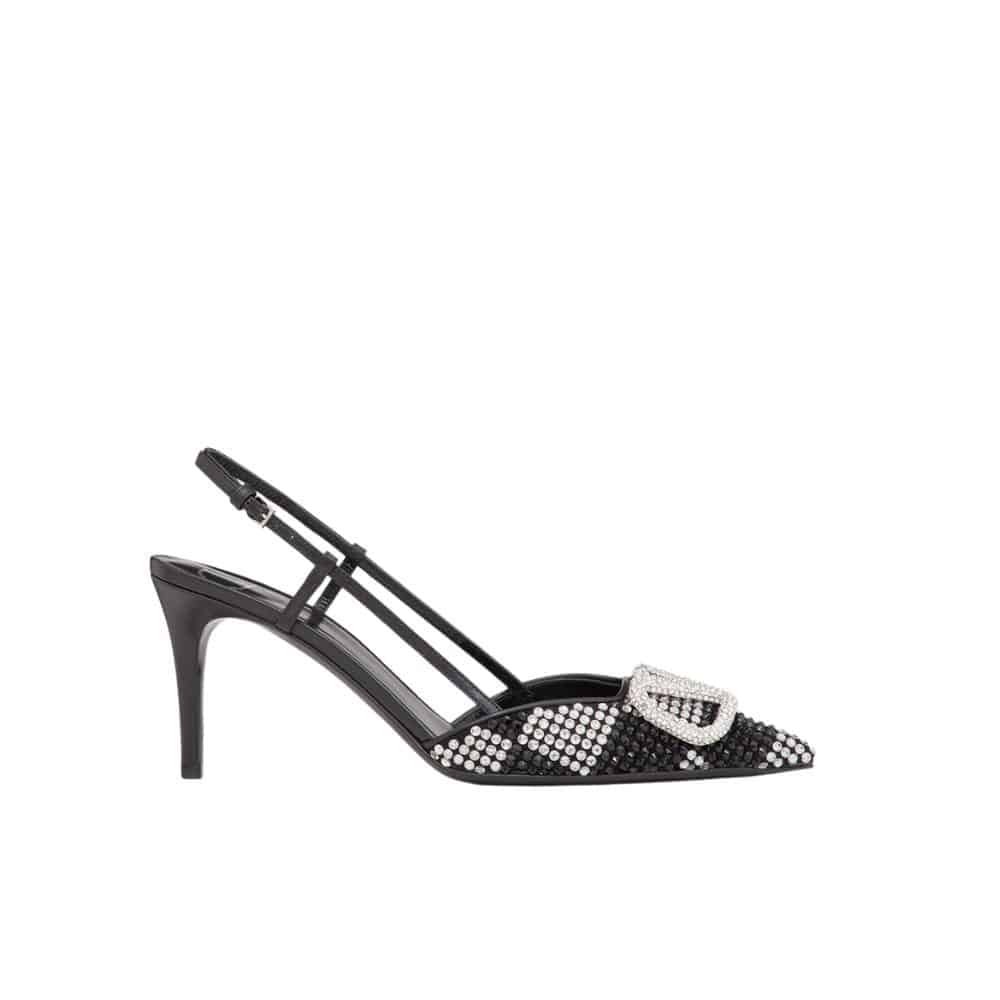 Va1e*ntin0 Vlogo Signature Back Strap Crystal High Heels Black Ws0R01Ewkzrn