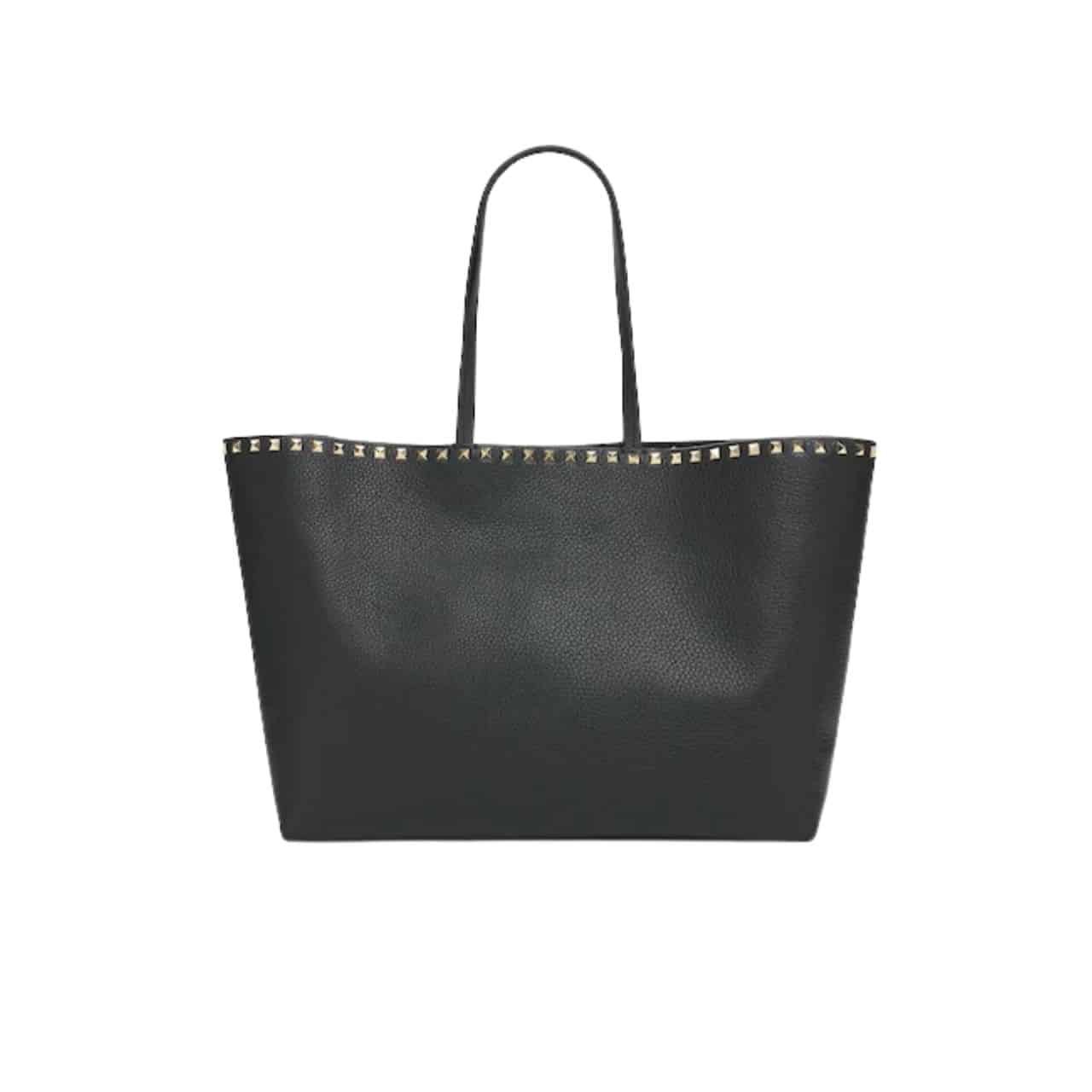 Va1e*ntin0 Garavani Rockstud Grainy Calfskin Tote Bag Black 35Cm 4W2B0B70Vsf 0No