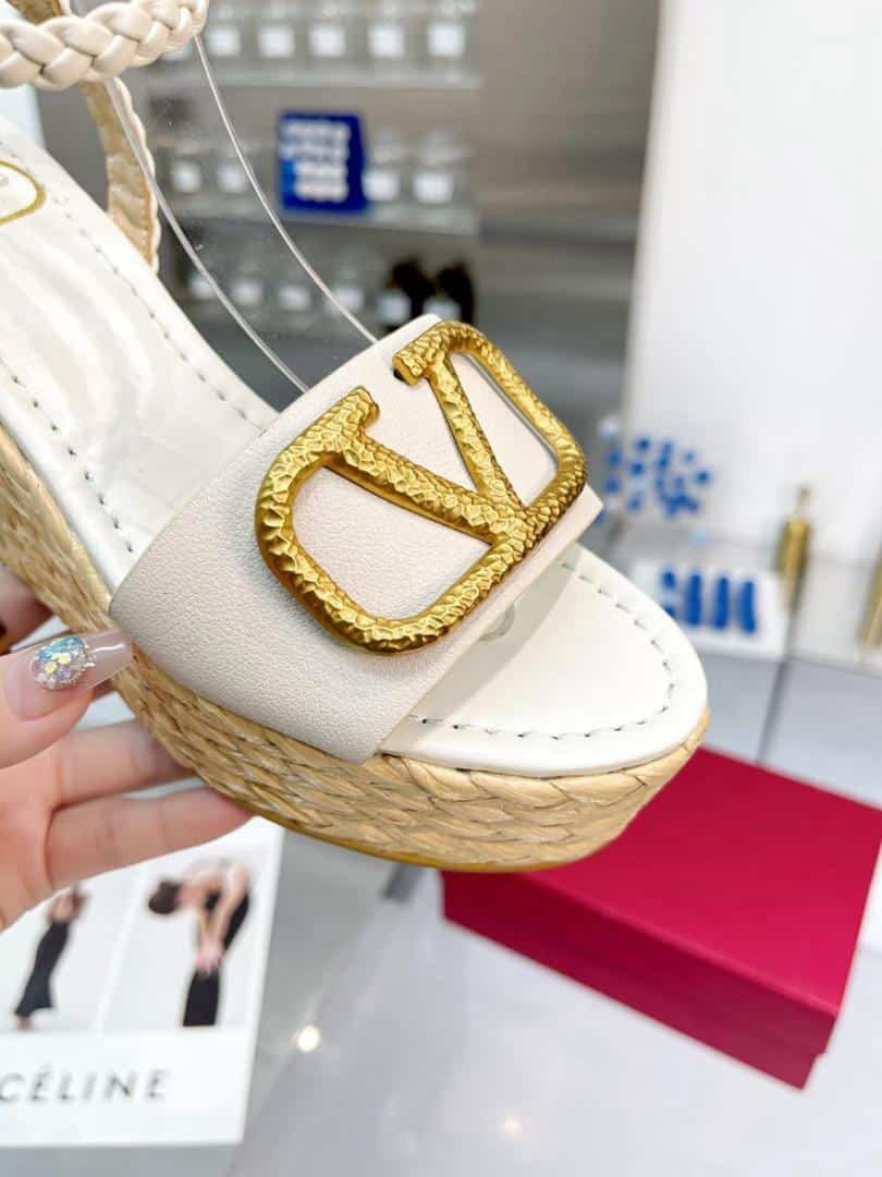 Va1e*ntin0 Garavani Vlogo Espadrille Platform Sandals White