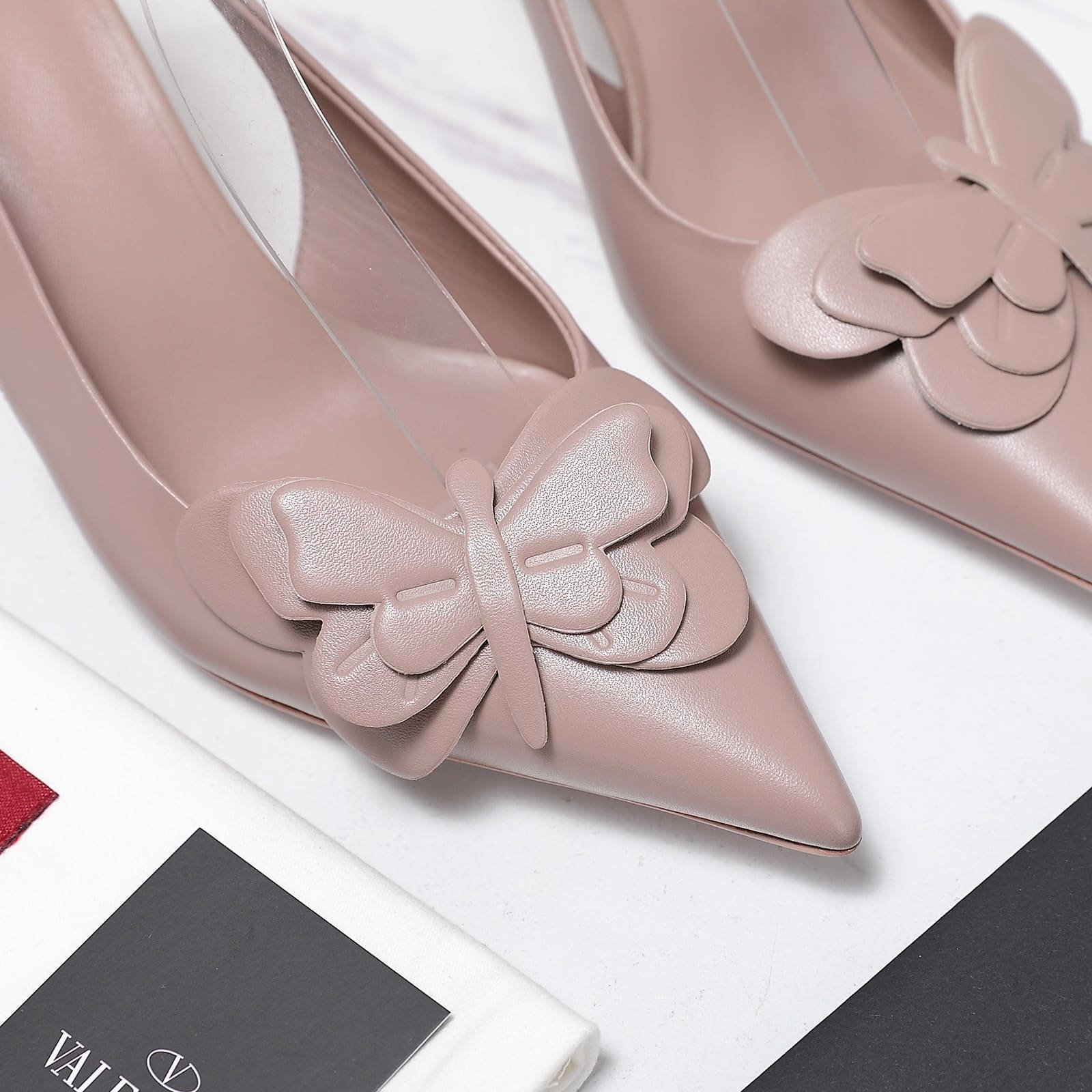 Va1e*ntin0 Garavani Papier Phalène Slingback Pumps Pink