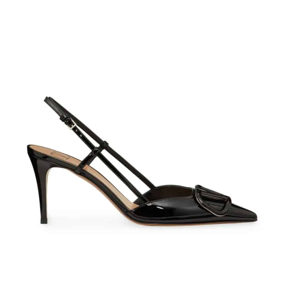 Va1e*ntin0 Garavani Vlogo Signature Patent Leather Slingback Pump Black 4W2S0R01Tmk 0No