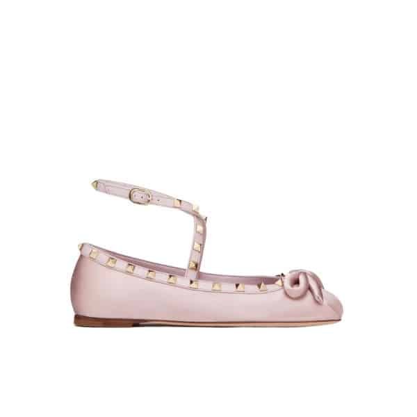 Va1e*ntin0 Garavani Rockstud Satin Ballerina Water Lilac 3W2S0Hb6Swh 6E0
