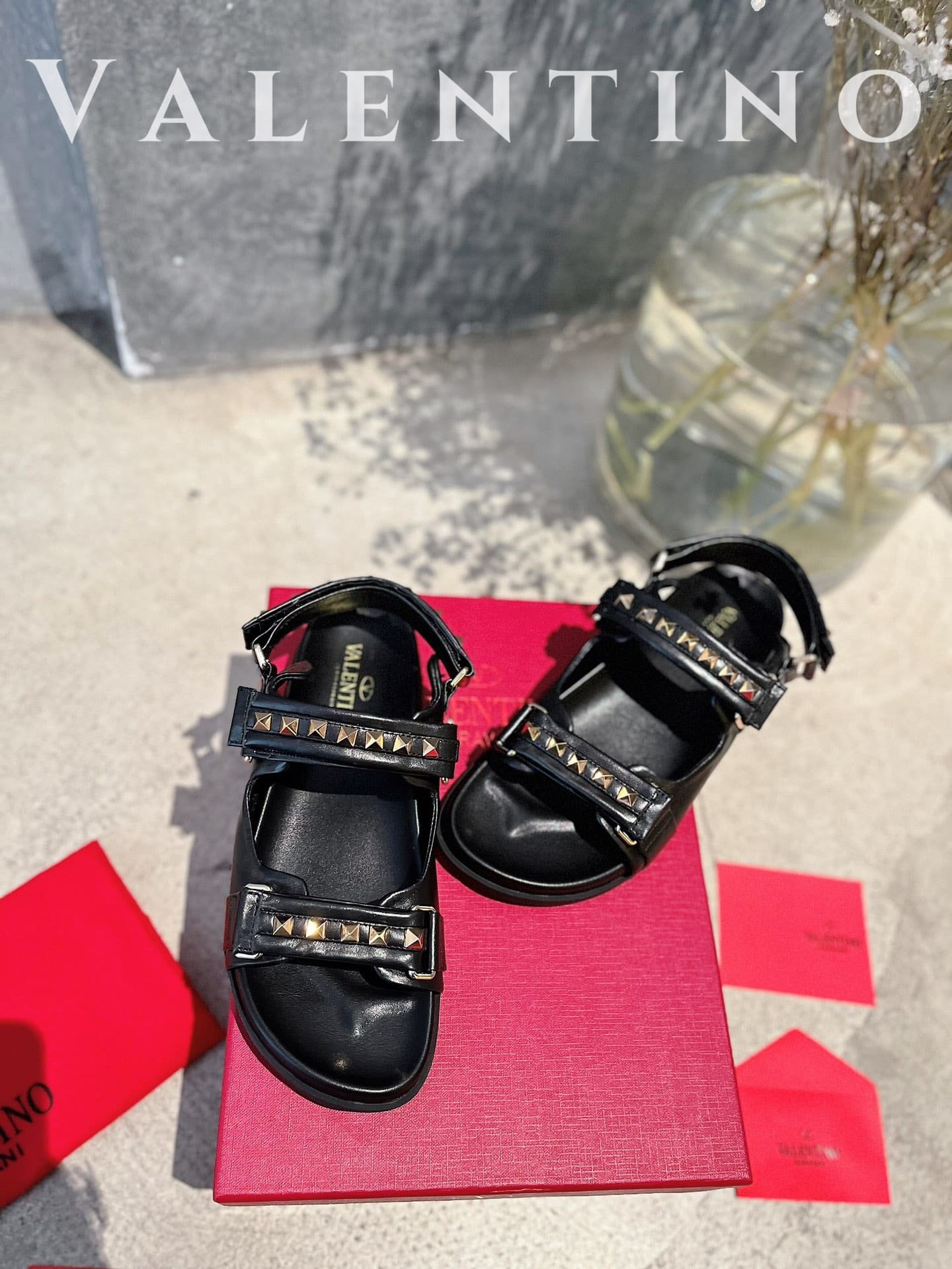Va1e*ntin0 Garavani Rockstud Flat Sandal In Nappa Leather For Woman In Black Ws0Fe6Mnk 0No