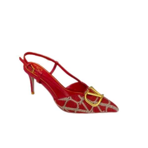Va1e*ntin0 Garavani Vlogo Signature Slingback Pump In Toile Iconographe Red