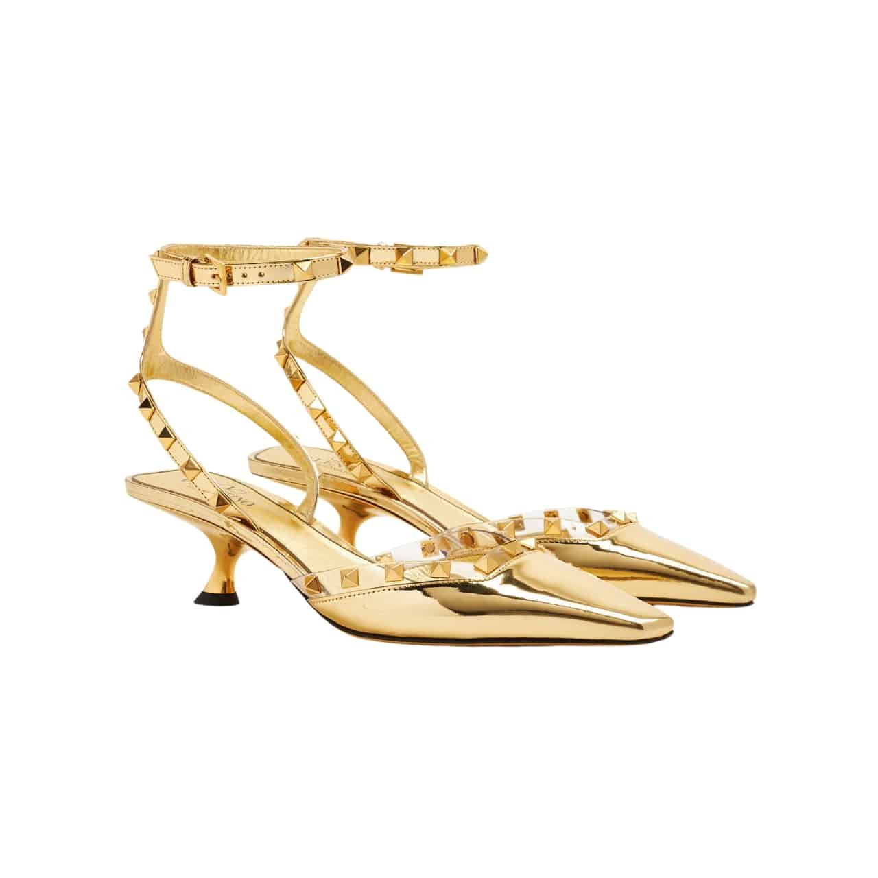 Va1e*ntin0 Garavani Rockstud Couture Pumps Gold
