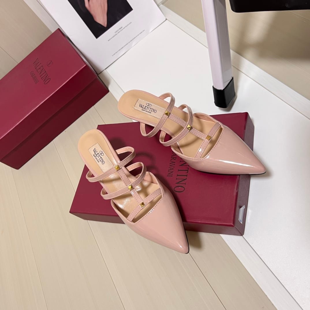 Va1e*ntin0 Garavani Rockstud Wispy Mule In Beige 4W0S0Jb1Act 098