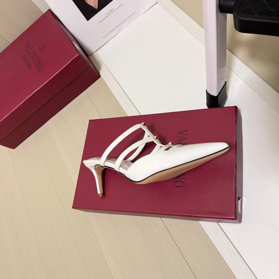 Va1e*ntin0 Garavani Rockstud Wispy Mule In Calfskin White 4W0S0Jb1Act 098