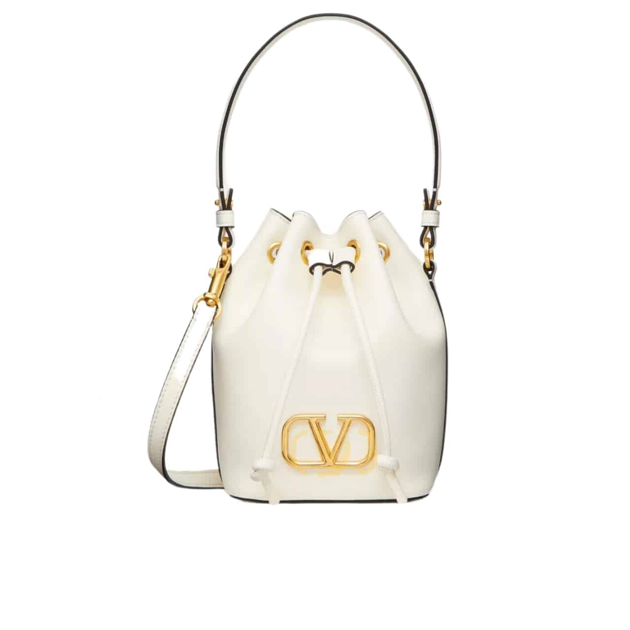 Va1e*ntin0 Mini Vlogo Signature Bucket Bag In Nappa Leather White 22Cm 3W2P0Z44Vnl 098