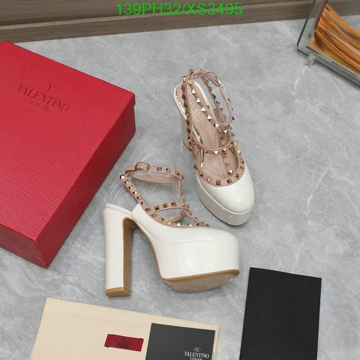 Va1e*ntin0 Rockstud Platform Pump In Patent Leather White