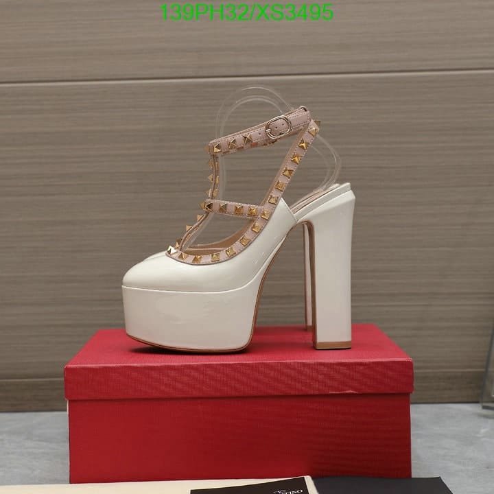 Va1e*ntin0 Rockstud Platform Pump In Patent Leather White