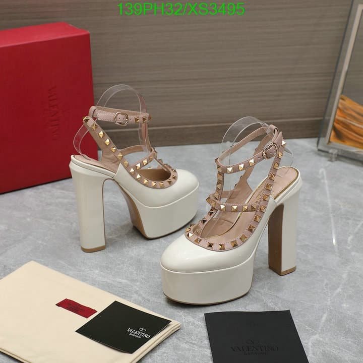 Va1e*ntin0 Rockstud Platform Pump In Patent Leather White