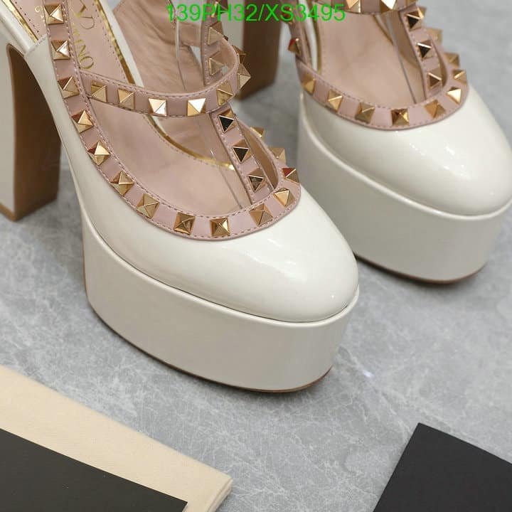 Va1e*ntin0 Rockstud Platform Pump In Patent Leather White