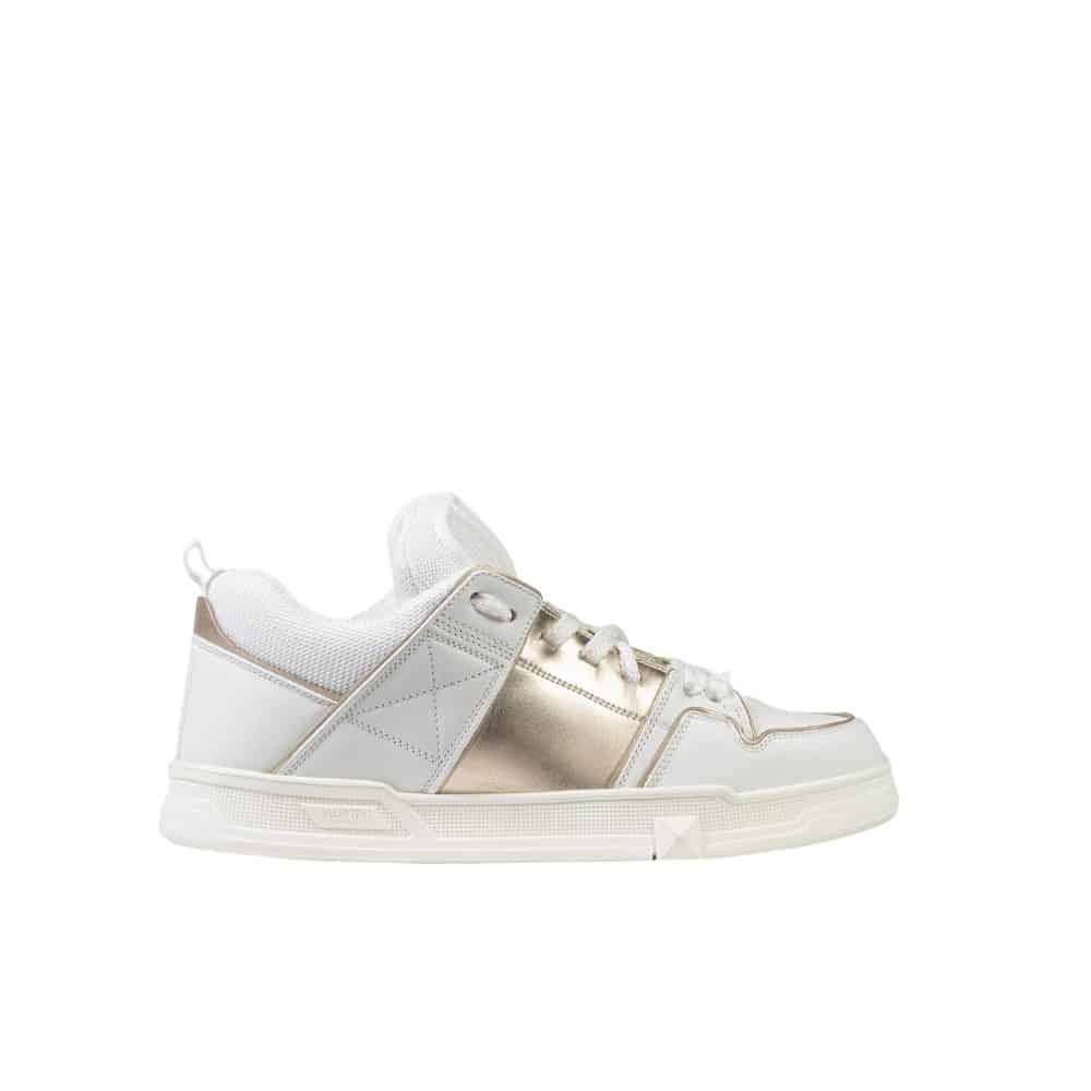 Va1e*ntin0 Garavani Open Skate Sneaker White And Gold