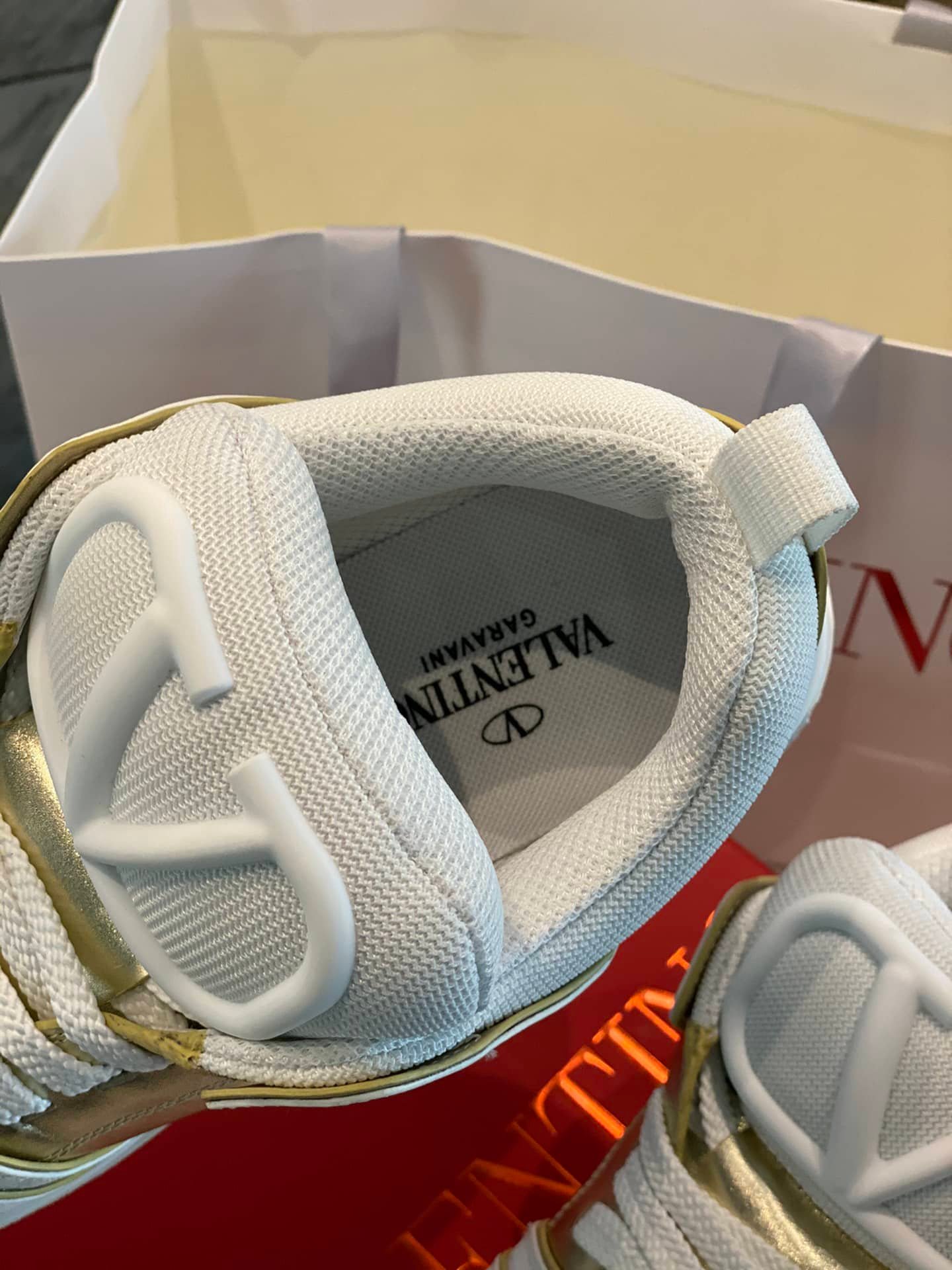 Va1e*ntin0 Garavani Open Skate Sneaker White And Gold