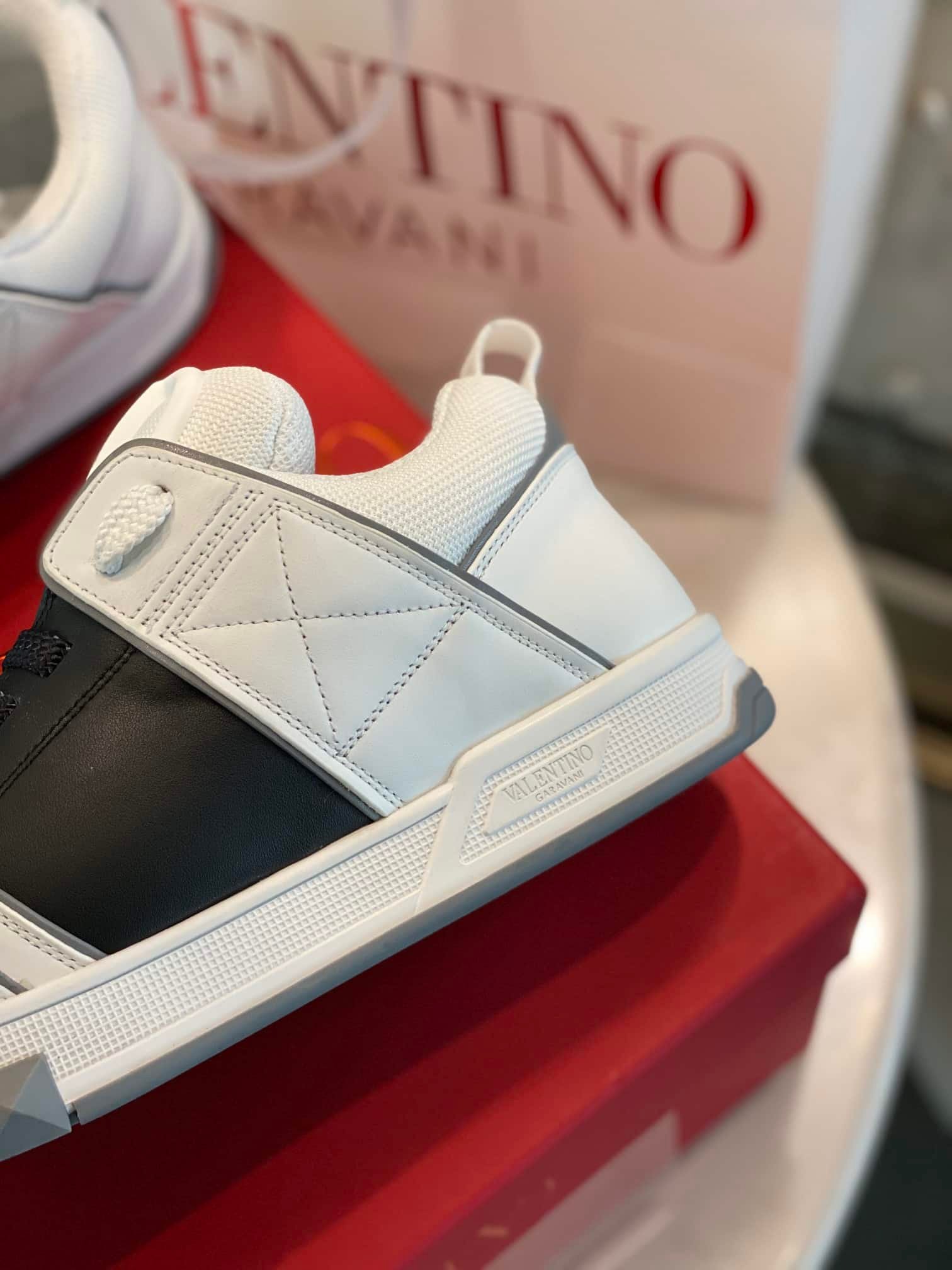 Va1e*ntin0 Garavani Open Skate Sneaker White And Black