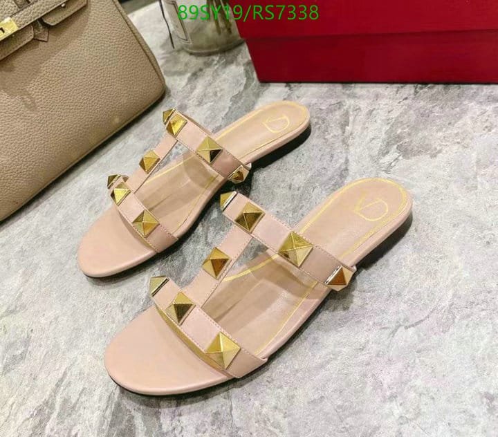 Va1e*ntin0 Flat Roman Stud Calfskin Slide Sandal 3W2S0Bu9Zwmgf9