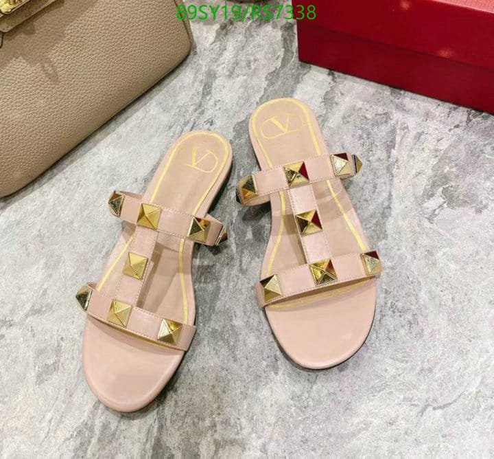 Va1e*ntin0 Flat Roman Stud Calfskin Slide Sandal 3W2S0Bu9Zwmgf9
