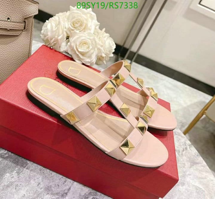 Va1e*ntin0 Flat Roman Stud Calfskin Slide Sandal 3W2S0Bu9Zwmgf9