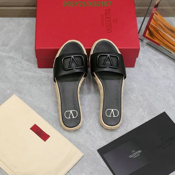 Va1e*ntin0 Garavani Vlogo Leather Espadrille Slides Black